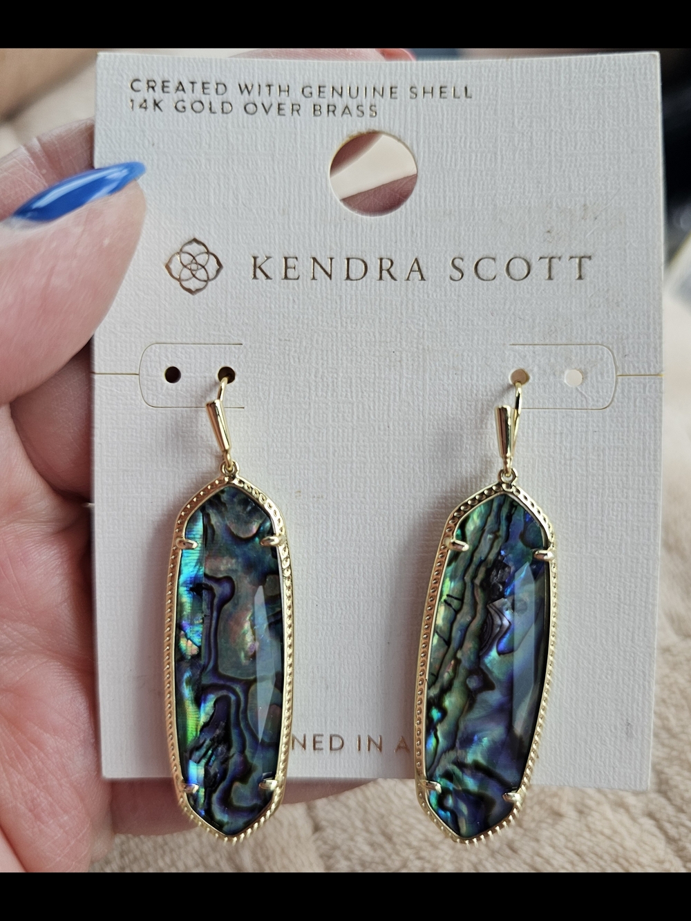 Kendra Scott Gold Abalone Elongated Drop Earrings